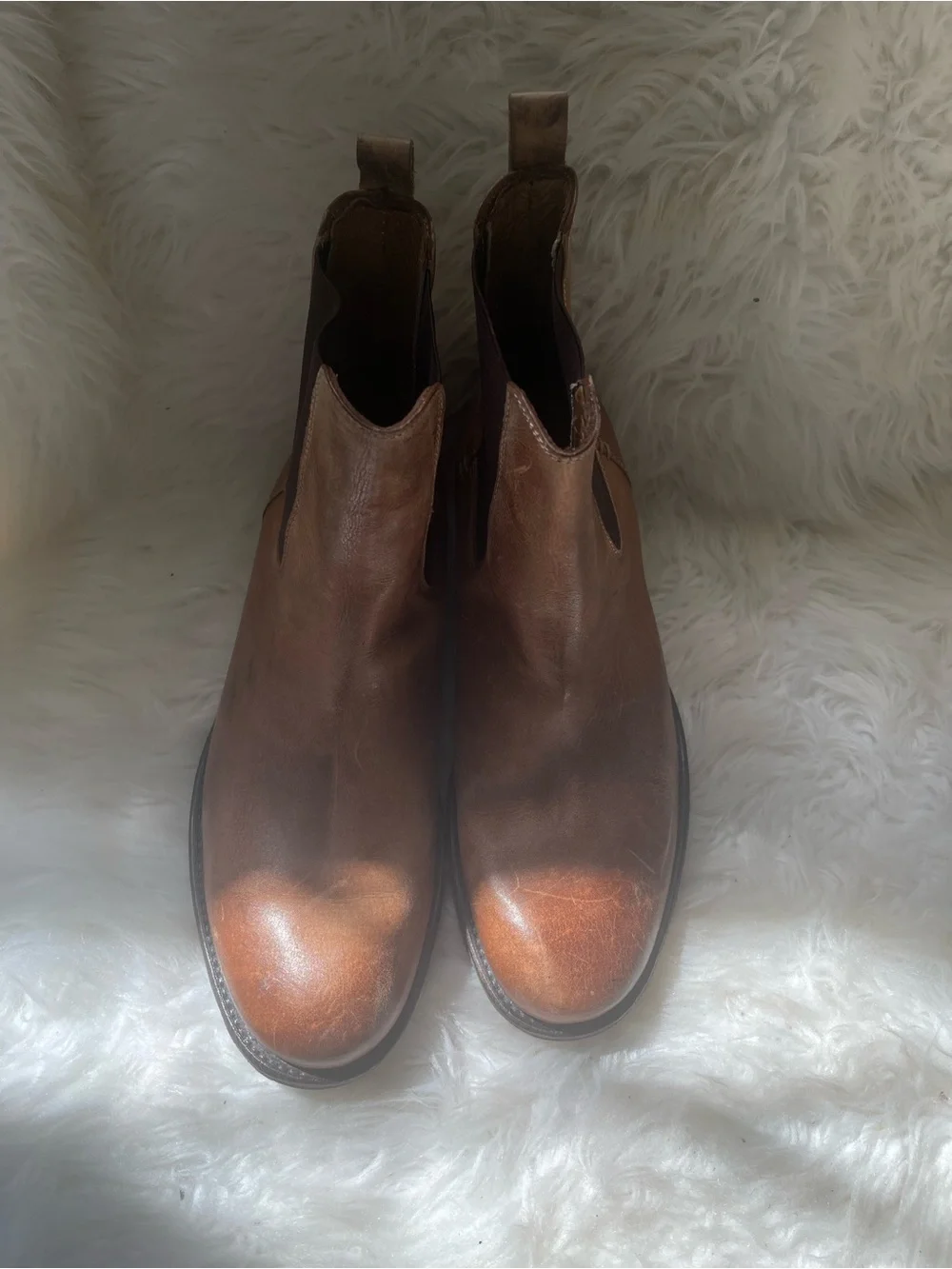 GBX Men’s Chelsea Boots leather tan and Brown elastic sides slip on boots SZ10.5